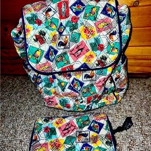 Hardly used Vera Bradley backpack and matching wallet